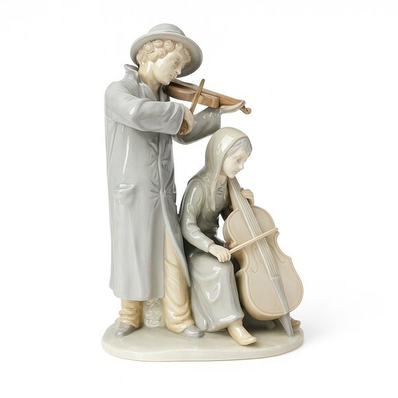 Duncan Royale Porcelain Musicians Violin & Cello String Duet 11" Tall Figurine - Picture 1 of 16
